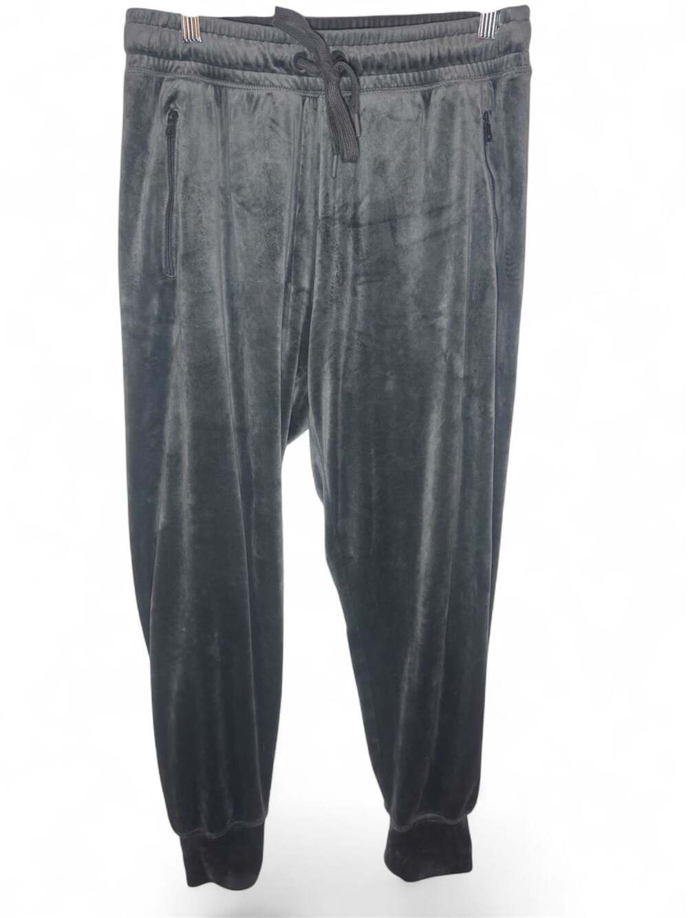 OFFLINE by Aerie Women’s M Gray Velour Jogger Pants Drawstring Zip Pockets